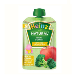 پوره ساندیسی هاینز (Heinz) با طعم سیب و کلم بروکلی +5 وزن 90 گرم