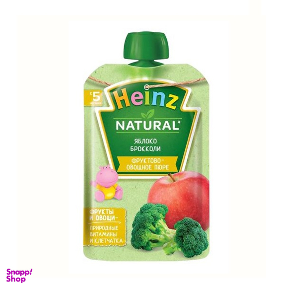 پوره ساندیسی هاینز (Heinz) با طعم سیب و کلم بروکلی +5 وزن 90 گرم