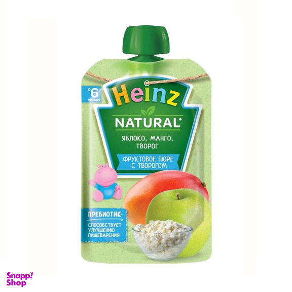 پوره ساندیسی هاینز (Heinz) با طعم سیب و انبه و پنیر +6 وزن 90گرم