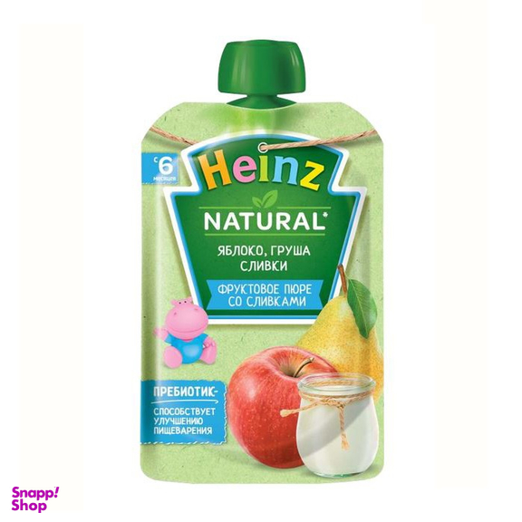 پوره ساندیسی هاینز (Heinz) با طعم سیب و گلابی و خامه +6 وزن 90 گرم