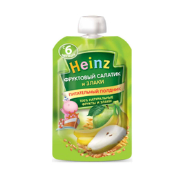 پوره ساندیسی هاینز (Heinz) با طعم سیب و موز و گلابی و غلات +6 وزن 90 گرم