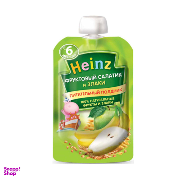 پوره ساندیسی هاینز (Heinz) با طعم سیب و موز و گلابی و غلات +6 وزن 90 گرم