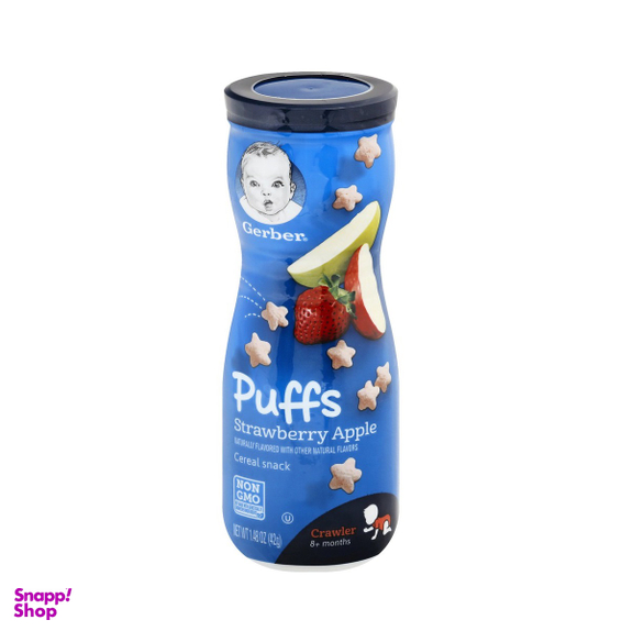 پاف اسنکی گربر (Gerber) با طعم سیب و توت فرنگی +8 وزن 42گرم