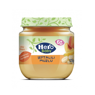 پوره میوه هیرو (Hero) با طعم هلو و موز +6 وزن 125گرم