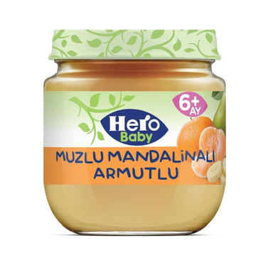پوره میوه هیرو با طعم گلابی و موز و نارنگی +6 وزن 125 گرم