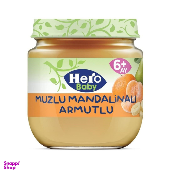 پوره میوه هیرو با طعم گلابی و موز و نارنگی +6 وزن 125 گرم
