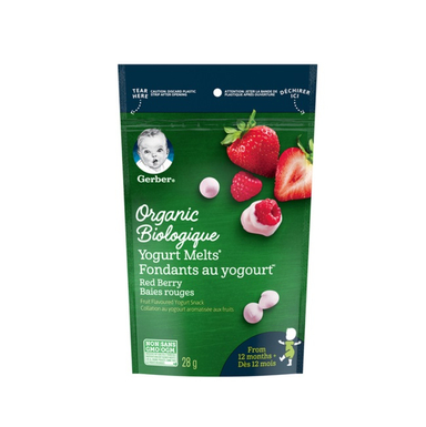 پاف اسنکی ارگانیک گربر (Gerber) با طعم ماست توت فرنگی و تمشک +8 وزن 28 گرم