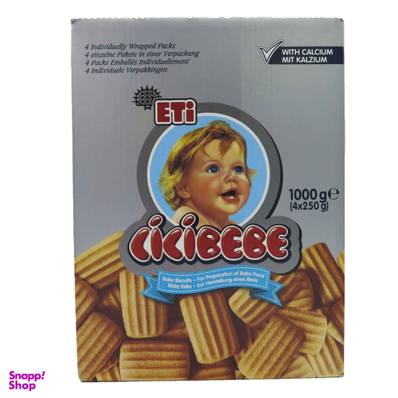 بیسکویت کودک اتی (Eti) مدل Cicibebe مناسب +6 وزن 1000 گرم بسته 4 عددی