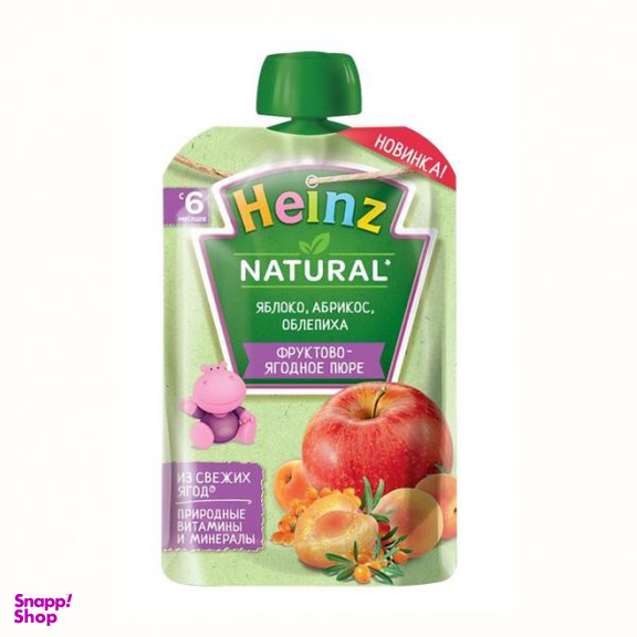 پوره ساندیسی هاینز (Heinz) با طعم سیب و زردآلو و خولان دریا +6 وزن 90 گرم