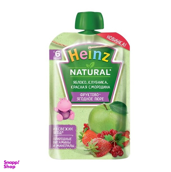 پوره ساندیسی هاینز (Heinz) با طعم سیب و توت فرنگی و بری +6 وزن 90 گرم