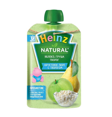 پوره ساندیسی هاینز (Heinz) با طعم سیب و گلابی و پنیر +6 وزن 90 گرم