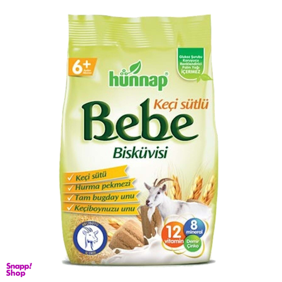 بیسکویت کودک به به هوناپ با شیر چرب بز مناسب +6 وزن 200 گرم