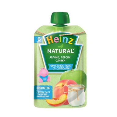 پوره ساندیسی هاینز (Heinz) با طعم سیب ، هلو و خامه +6 وزن 90 گرم