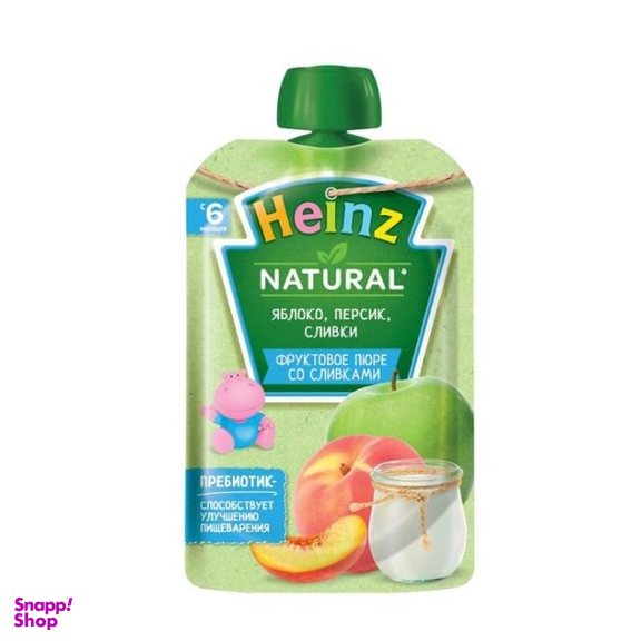 پوره ساندیسی هاینز (Heinz) با طعم سیب ، هلو و خامه +6 وزن 90 گرم