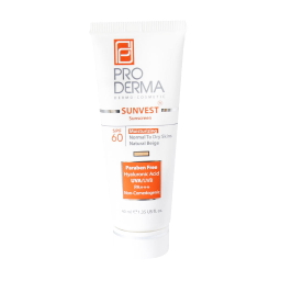 کرم ضدآفتاب و مرطوب کننده پرودرما (Proderma) با spf 60 رنگ بژ طبیعی حجم 40 میلی لیتر