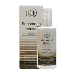 ضد آفتاب پمپی بی رنگ ژوت (Jute) با SPF50 مناسب پوست چرب حجم 100 میلی لیتر