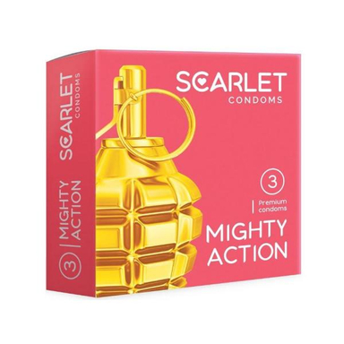 کاندوم اسکارلت (Scarlet) مدل Mighty Action بسته 3 عددی
