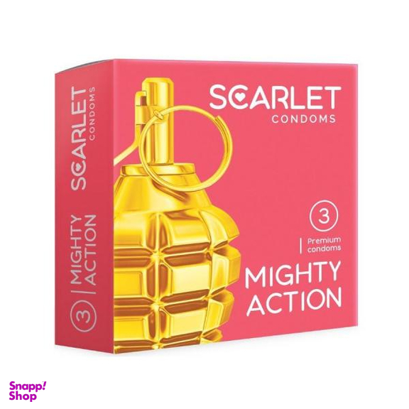 کاندوم اسکارلت (Scarlet) مدل Mighty Action بسته 3 عددی