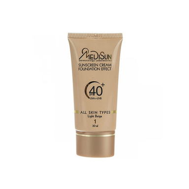 ضد آفتاب با پوشش کرم پودر مدیسان (Medisun) مناسب پوست چرب با SPF40 حجم 30 میلی‌لیتر