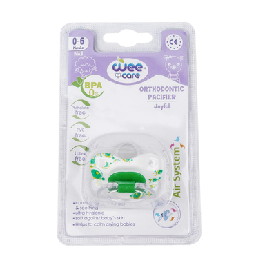 پستانک ارتودنسی مات چاپدار وی کر (Wee care) مدل جویی فول سایز 1 کد پی 121