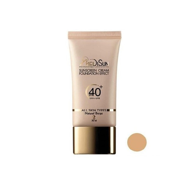 کرم پودر حاوی ضد آفتاب مدیسان (Medisun) مناسب انواع پوست با SPF40 بژ طبیعی