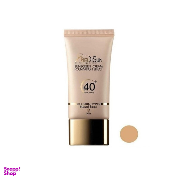 کرم پودر حاوی ضد آفتاب مدیسان (Medisun) مناسب انواع پوست با SPF40 بژ طبیعی