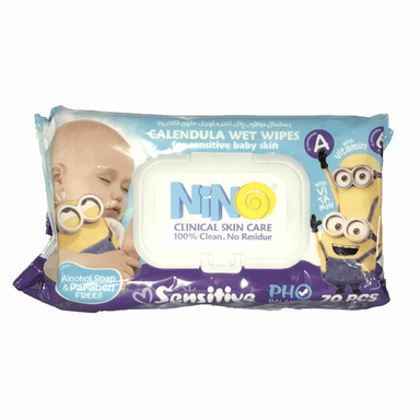 دستمال مرطوب نینو (Nino) مدل Calendula مناسب پوست حساس بسته 70 عددی