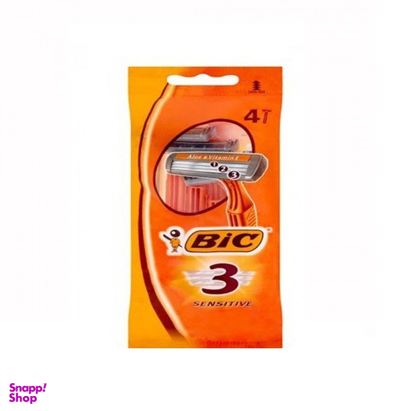 تیغ بیک (Bic) سه لبه مخصوص پوست های حساس بسته 3 عددی