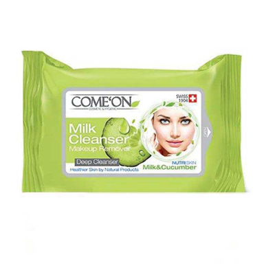دستمال مرطوب شیر پاک کن کامان (Comeon) مدل Milk & Cucu بسته 20 عددی