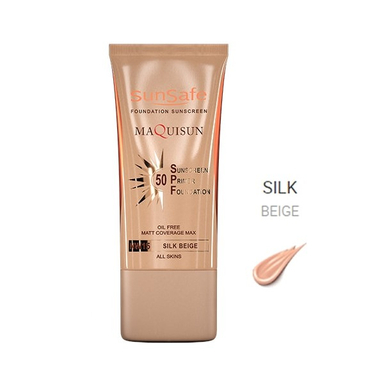 کرم ضد آفتاب رنگی سان سیف ماکی سان همراه با پرایمرspf-50 بژ ابریشمی حجم 40 گرم