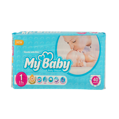 پوشک مای بیبی (Mybaby) سری مهربان با پوست رنگ آبی سایز 1 بسته 40 عددی