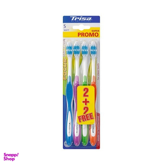 مسواک تریزا (Trisa) سری Super Promo مدل Focus Pro Clean با برس نرم بسته 4 عددی