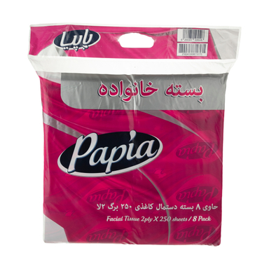 دستمال کاغذی پاپیا (Papia) مدل فلکسی 8 عددی 250 برگی