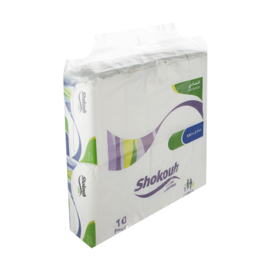 دستمال کاغذی شکوه (Shokouh) مدل strong & softness فلکسی 100برگ بسته 10 عددی