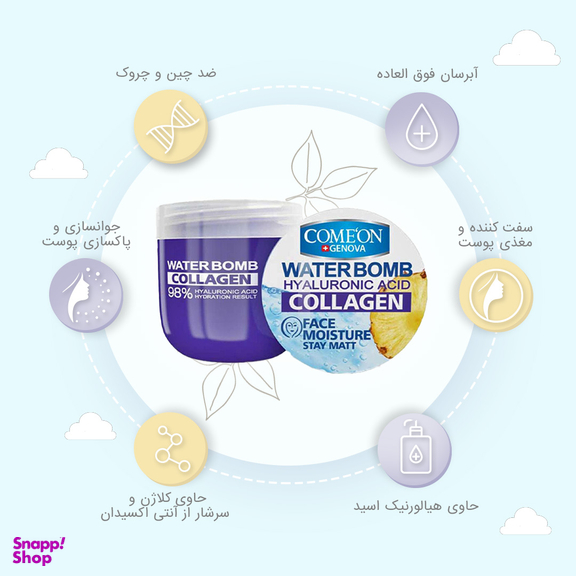 کرم آبرسان کامان سری واتر بمب مدل Collagen حجم 200 میلی لیتر