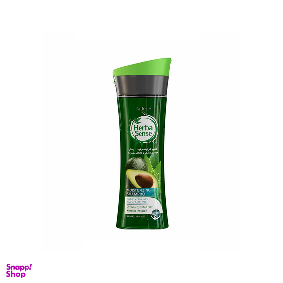 شامپو کراتینه هرباسنس (HerbaSense) رطوبت رسان حاوی ژل الویه ورا و روغن اووکادو حجم 300 میلی لیتر