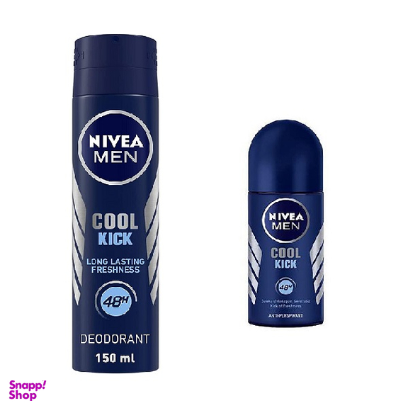 اسپری ضد تعریق مردانه نیوآ (Nivea) مدل کول کیک حجم 150 میلی لیتر + مام رول ضد تعریق مردانه نیوآ مدل کول کیک حجم 50 میلی لیتر