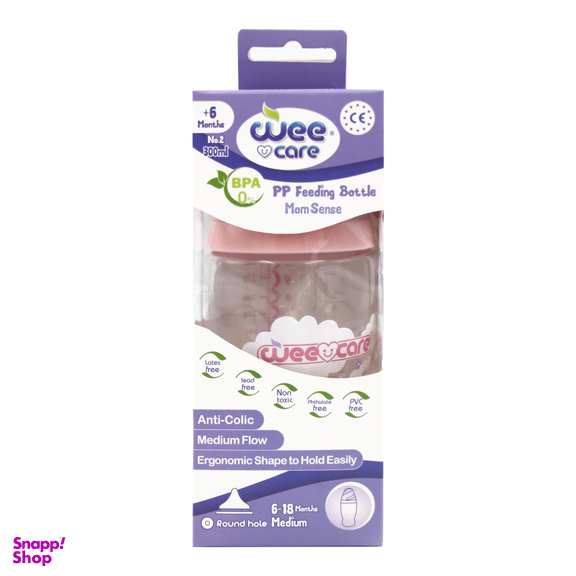 بطری دهانه استاندارد وی کر (wee care) مدل پروپیلن کد B324 حجم 300 میلی لیتری