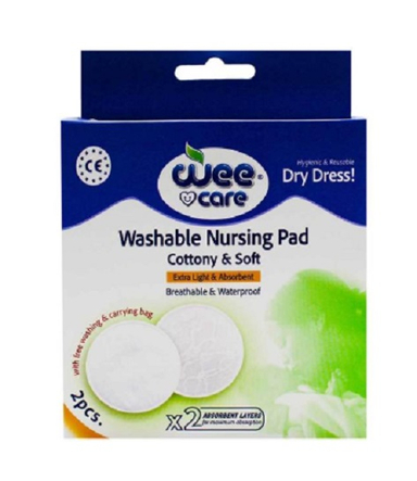 پد سینه دوعددی قابل شستشو به همراه کیسه محافظ وی کر(wee care) کد M908 تک رنگ
