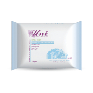دستمال مرطوب پاک کننده آرایش یونی لد (Uni Led) مناسب پوست نرمال بسته 20 برگی