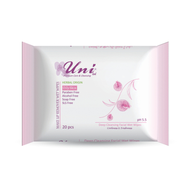 دستمال مرطوب پاک کننده آرایش یونی لد (Uni Led) مناسب پوست چرب بسته 20 برگی
