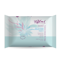دستمال بهداشتی بانوان یونی لد (Uni Led) مدل Sensitive بسته 20 برگی