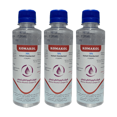 پک محلول ضد عفونی کننده 70% کماکل (Komakol) حجم 500 میلی لیتر بسته 3 عددی