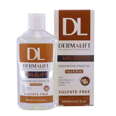 ژل شستشوی غیر صابونی روشن کننده صورت و بدن درمالیفت Dermalift مناسب پوست آکنه دار حجم 200 میلی لیتر