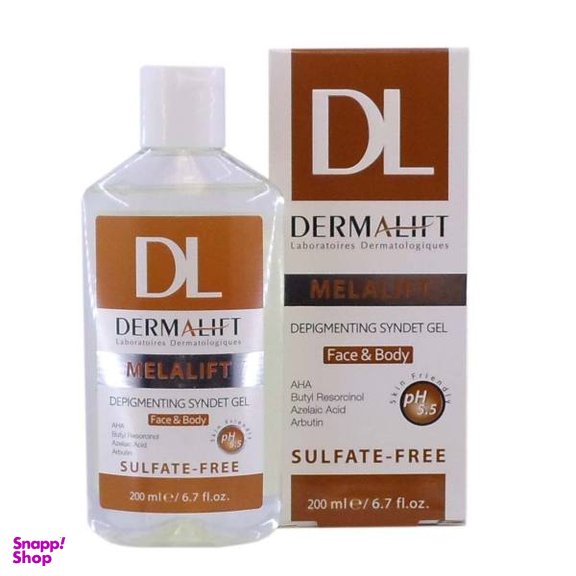 ژل شستشوی غیر صابونی روشن کننده صورت و بدن درمالیفت Dermalift مناسب پوست آکنه دار حجم 200 میلی لیتر