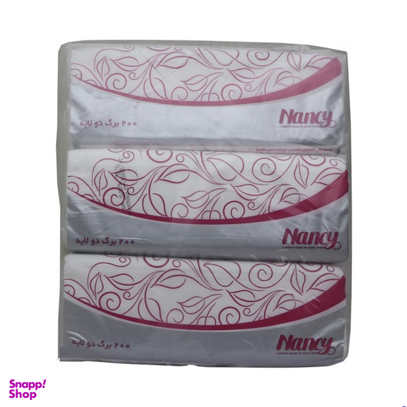 دستمال کاغذی دو لایه نانسی (Nancy) جعبه 200 برگی بسته 3 عددی