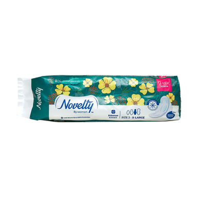 نوار بهداشتی مشبک بسیار ضخیم ناولتی (Novelty) با عصاره بنفشه مغربی ویژه شب سایز 3 خیلی بزرگ 8 عددی