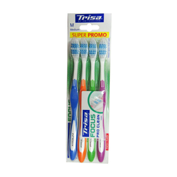مسواک تریزا (Trisa) مدل Focus Pro Clean با برس متوسط بسته 4 عددی