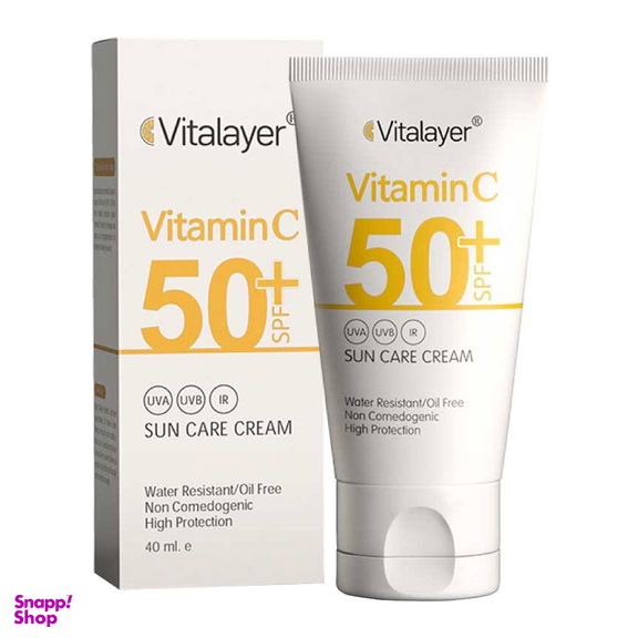 ضدآفتاب بی‌رنگ ویتالیر(Vitalayer)حاوی Vitamin C با +SPF50 حجم 40 میلی لیتر