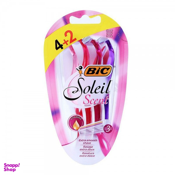 تیغ اصلاح بانوان بیک (Bic) مدل سولیل عطری 3 تیغه بسته 2+4 عددی